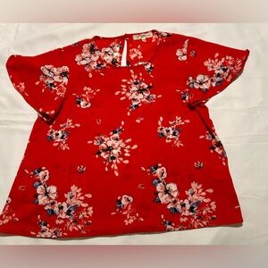 Rewind Red and Pink Floral Top